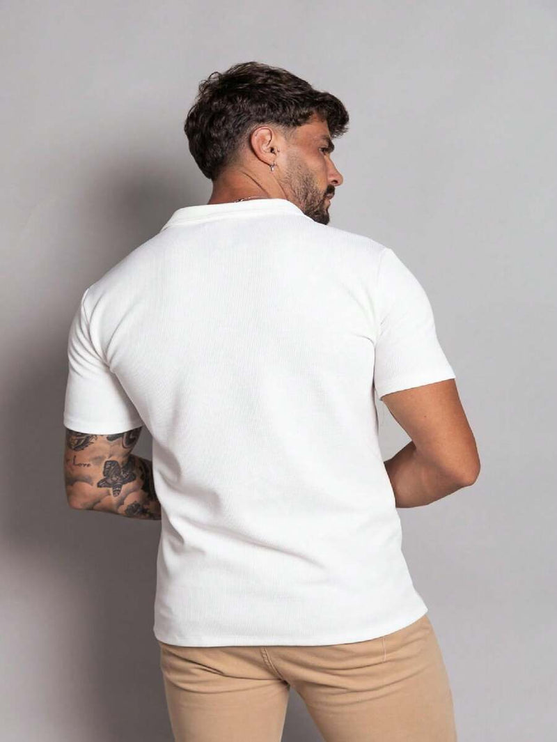CAMISETA POLO ITALIANA DE TRICOT COM ELASTANO - JHONB BRANCO